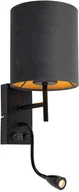 Lampy ścienne - QAZQA Nowoczesny kinkiet czarny klosz welurowy ciemnoszary - Stacca - miniaturka - grafika 1