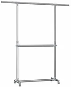 Wieszaki i stojaki - SONGMICS Songmics stojak na obrania na rolkach, możliwość regulacji wysokości: od 113 do 198 cm, pręty platerowane stalą szlachetną - miniaturka - grafika 1