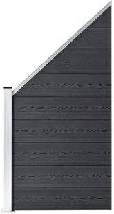 vidaxl Ogrodzenie WPC, 2 panele kwadratowe, 1 skośny, 446x186cm, szare 3053234 - Ogrodzenia - miniaturka - grafika 7