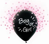 Baby shower i roczek - GO Balony urodzinowe Boy or Girl z różowym konfetti - 30 cm - 4 szt H12/BGR4 - miniaturka - grafika 1