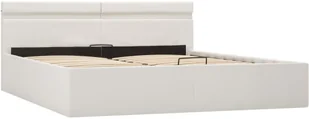 vidaXL Rama łóżka z podnośnikiem i LED, biała, ekoskóra, 180 x 200 cm - Łóżka - miniaturka - grafika 4