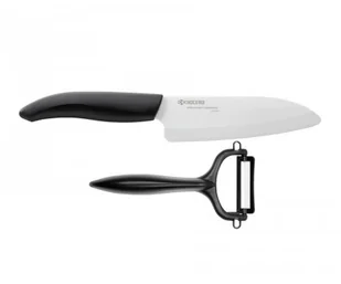 Kyocera KYOCERA zestaw 140 + CP10 BK nóż kucharski obieraczki zestaw promocyjny, ceramiczne ostrze, biały z uchwytem, czarna SET 140+CP10 BK - Noże kuchenne - miniaturka - grafika 2