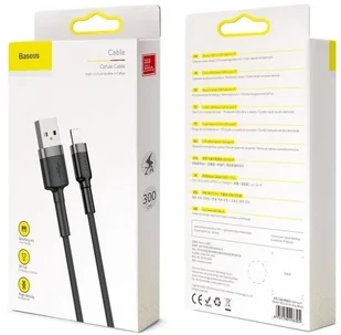 Baseus Cafule Kabel USB Lightning do iPhone iPad iPod 2A 3m Czarny CALKLF-RG1 - Adaptery i przejściówki - miniaturka - grafika 9