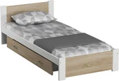 Łóżka - Magnat Meble Łóżko DMD3 90x200 Białe + dąb sonoma z materacem i szufladą - miniaturka - grafika 1