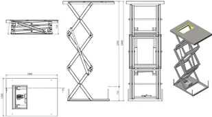 018 Podnośnik podest nożycowy udźwig 900 kg wymiary platformy 1800x1200mm wysokość podnoszenia min/max 700-3400 mm moc 2,3kW) 01876700 76700-uniw - Stoły warsztatowe - miniaturka - grafika 2