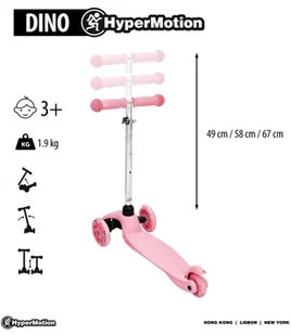LED HyperMotion Hulajnoga trójkołowa balansowa DINO 3-5 lat - różowa + koła DINO HYPER ROZ - Hulajnogi LED HyperMotion Hulajnoga trójkołowa balansowa DINO 3-5 lat - różowa + koła DINO HYPER ROZ - Hulajnogi - miniaturka - grafika 2
