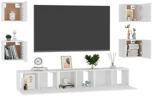 vidaXL Lumarko 7-cz. zestaw szafek TV, biały, płyta wiórowa 3078661 - Szafki RTV - miniaturka - grafika 3