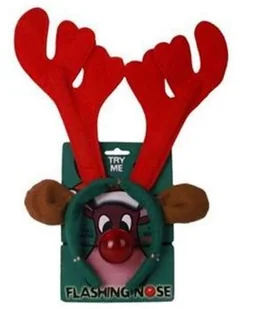 GO Opaska Rogi renifera czerwone ze świecącym nosem - 1 kpl. NW-ORSN - Oświetlenie świąteczne - miniaturka - grafika 5