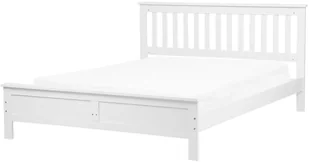 Beliani Łóżko drewniane białe ze stelażem 180 x 200 cm MAYENNE - Łóżka - miniaturka - grafika 2