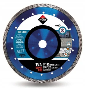 RUBI Tarcza diamentowa do materiałów twardych obrzeże TURBO VIPER TVA 115x22,2x10x1,4mm 31932 31932 - Tarcze do pił - miniaturka - grafika 5