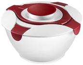Miski i półmiski - Westmark 2422227R miska do sałatek z uchwytami i pojemnikiem na dressing, pojemność: 6,5 litra, tworzywo sztuczne, przezroczysty/czerwony, 2422227R - miniaturka - grafika 1