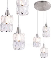 Lampy sufitowe - Globo Lighting Lampa wisząca WOLLI styl glamour kryształ metal szkło 15760-5 - miniaturka - grafika 1