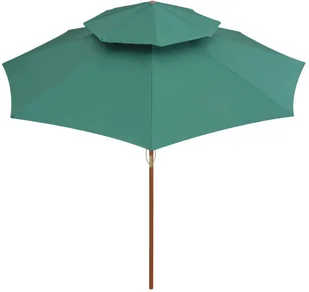 vidaXL Parasol z podwójnym daszkiem, 270x270 cm drewno, zielony - Parasole ogrodowe - miniaturka - grafika 5