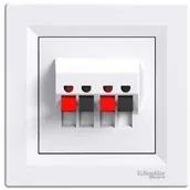 Gniazdka elektryczne - Schneider Asfora gniazdo głośnikowe podtynkowe podwójne z ramką białe EPH5700121 - miniaturka - grafika 1