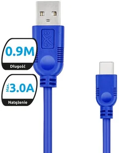 EXC Kabel USB 2.0 eXc WHIPPY USB A M USB 3.1 TYPU C M 5-pin 0,9m granatowy KKE0KKBU0300 - Kable USB - miniaturka - grafika 2