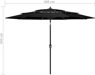 vidaXL 3-poziomowy parasol na aluminiowym słupku, czarny, 3 m 313874 - Parasole ogrodowe - miniaturka - grafika 8
