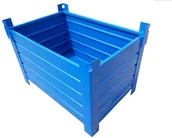 Pojemniki przemysłowe - POJEMNIKI METALOWE Skrzyniopaleta 700L - Pojemnik Metalowy Do Magazynowania I Transportu Czerwony - miniaturka - grafika 1