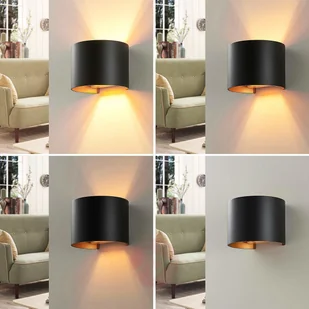 Lampenwelt com Czarno-złoty kinkiet LED Zuzana, G9 - Lampy ścienne - miniaturka - grafika 3