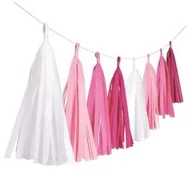 Gadżety dla niej i dla niego - Amscan Girlanda z frędzlami białymi i różowymi 1 szt 9904611 - miniaturka - grafika 1