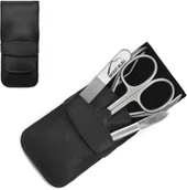 Zestawy do manicure i pedicure - Giesen & Forsthoff's Timor 4-częściowy zestaw do manicure dla mężczyzn ze szczypcami do paznokci w czarnym skórzanym etui MS-018.C1 - miniaturka - grafika 1
