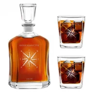 Karafki - Murrano Zestaw Karafka z 2 Szklankami Grawer Podróż KARC_2xSZC-038 - miniaturka - grafika 1