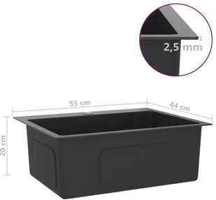 vidaXL Lumarko Ręcznie robiony zlew kuchenny z otworem na kran, czarny, stal 51515 - Zlewozmywaki - miniaturka - grafika 15
