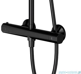 Omnires Y zestaw prysznicowy natynkowy termostatyczny czarny Y1244LUXLBL | - Zestawy prysznicowe - miniaturka - grafika 4