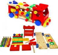 Samochody i pojazdy dla dzieci - Auto Samochód Duża Drewniana Ciężarówka Edukacyjna - miniaturka - grafika 1