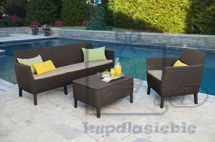 Allibert Ogrodowa polirattanowa sofa SALEMO - trzyosobowa, brązowa - Ławki ogrodowe - miniaturka - grafika 2