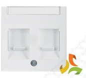 Klawisze i ramki - Hager BERKER B.KWADRAT Płytka czołowa do gniazda multimedialnego 2 podwójnego z zasuwami z polem opisowym biały połysk 11818989 11818989/HAG - miniaturka - grafika 1