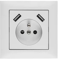 Gniazdka elektryczne - Elektro-Plast Gniazdo pojedyncze Sentia z ramką 2 x usb białe 1488-00 - miniaturka - grafika 1