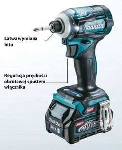 MAKITA akumulatorowa zakrętarka udarowa 1/4", 40V max Li-Ion, serii XGT + bluza na zamek z kapturem i logo XGT [R-0368] TD001GZ02 - Wkrętarki - miniaturka - grafika 3