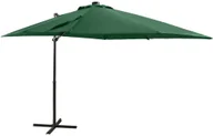 Parasole ogrodowe - vidaXL Parasol wiszący z lampkami LED i słupkiem, zielony, 250 cm 312321 - miniaturka - grafika 1