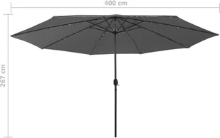vidaXL Parasol ogrodowy z LED i metalowym słupkiem, 400 cm, antracyt 312532 - Parasole ogrodowe - miniaturka - grafika 7