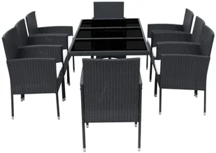 vidaXL Zestaw mebli ogrodowych z polirattanu, 17 elementów, czarny - Meble ogrodowe - miniaturka - grafika 4