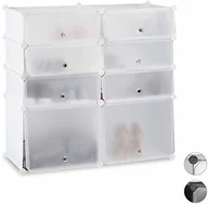 Szafki na buty - Relaxdays regał na buty, z tworzywa sztucznego, system regałowy 8 półek, regał wtykowy, wys. x szer. x głęb.: 91 x 94,5 x 36,5 cm 10024522_49 - miniaturka - grafika 1