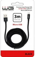 Kable USB - Kabel Wg microUSB 3 Metry Nylon Czarny - miniaturka - grafika 1