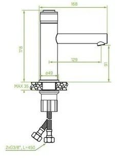 Laveo Volumo - bateria umywalkowa stojąca z korkiem czarny BAV 722D - Baterie umywalkowe - miniaturka - grafika 3