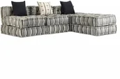 Narożniki - vidaXL 3-osobowa, rozkładana sofa modułowa, narożnik, tkanina w paski - miniaturka - grafika 1