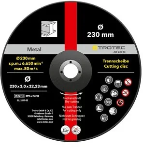 TROTEC Tarcza tnąca metal 230 wygięta, w korzystnym 5-paku - Tarcze do pił TROTEC Tarcza tnąca metal 230 wygięta, w korzystnym 5-paku - Tarcze do pił - miniaturka - grafika 2