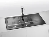 Zlewozmywaki - Alveus Karat Up 20 Zlewozmywak szklany półtorakomorowy 86x50 cm lewy czarny/satyna 1123806 - miniaturka - grafika 1