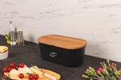 Chlebaki - Kesper Czarny chlebak z deską do krojenia z drewna bukowego designerski pojemnik na pieczywo z melaminy B075F9VW33 - miniaturka - grafika 1