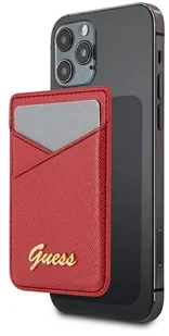 Guess Wallet Card Slot GUWMSSASLBK MagSafe Saffiano czerwony GUWMSSASLRE - Etui i futerały do telefonów - miniaturka - grafika 3