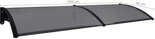 vidaXL Daszek nad drzwi wejściowe, czarny, 240 x 80 cm, PC - Markizy - miniaturka - grafika 6