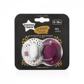 Smoczki uspokajające - Tommee Tippee Smoczek symetryczny Urban style 6-18m, 2szt Girl - miniaturka - grafika 1