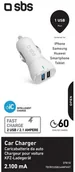 Ładowarki samochodowe - SBS TECR2USB24AWFAST - miniaturka - grafika 1