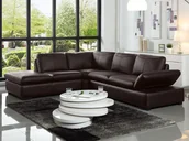 Narożniki - Vente-Unique Sofa narożna ze skóry ONYX II - Czekoladowy - Narożnik lewostronny - miniaturka - grafika 1