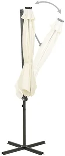 vidaXL Wiszący parasol z lampkami LED i słupkiem, piaskowy, 300 cm 312336 - Parasole ogrodowe - miniaturka - grafika 7