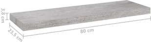 VidaXL Lumarko Półka ścienna, szarość betonu, 80x23,5x3,8 cm, MDF 326600 VidaXL - Półki do salonu - miniaturka - grafika 9