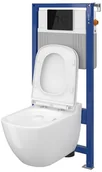 Stelaże i zestawy podtynkowe do WC - Cersanit Set B28 Aqua Zestaw Toaleta WC podwieszana 54x36,5 cm CleanOn bez kołnierza z ukrytym mocowaniem z deską sedesową wolnoopadającą i stelażem pneumatycznym Aqua 52 biały S701-320 odbiór osob - miniaturka - grafika 1